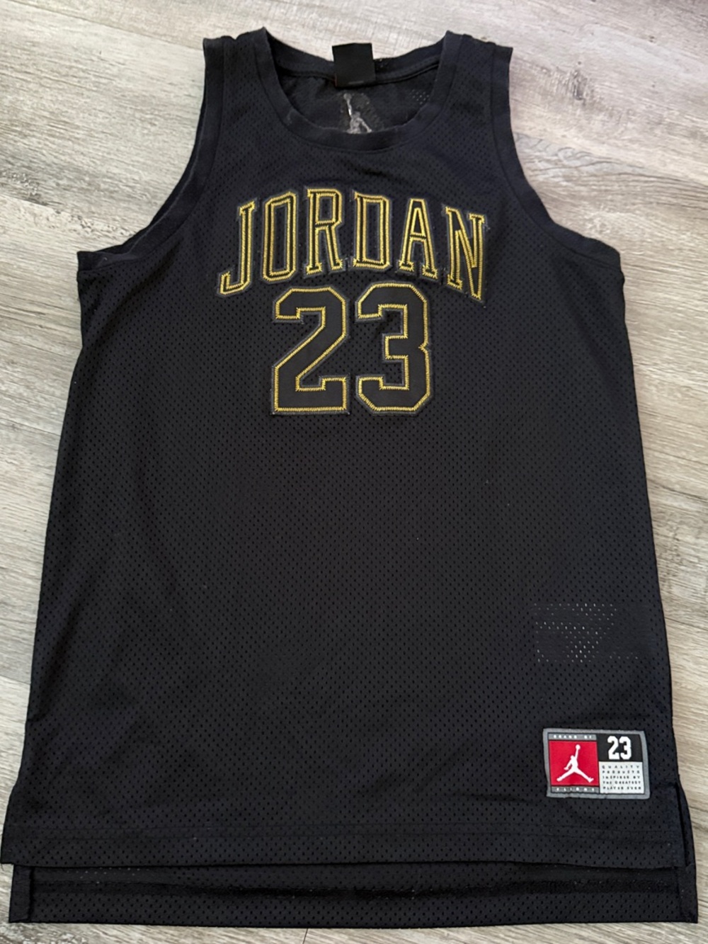 Jordan Black Tank Top with Gold Lettering - 23 Graphic